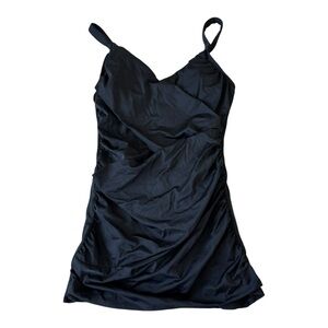 NWT SPANX Black Drape Swim Dress 12